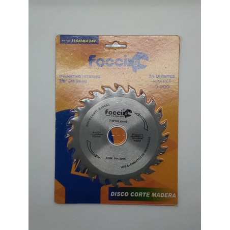 DISCO CORTE MADERA FOCCI 4 1/2" 24 DIENTES